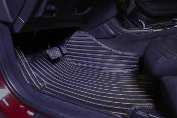Black with Gold Line Stitching Premier Car Mat