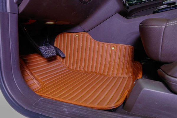 Brown with Gold Line Stitching Premier Car Mat