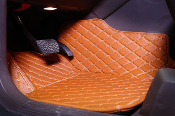 Brown with Gold Stitching Premier Car Mat