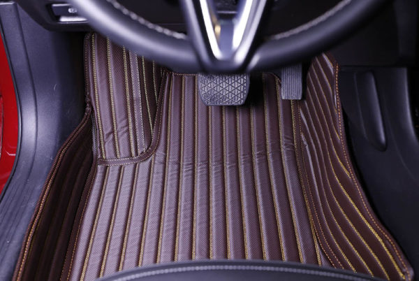 Coffee with Gold Line Stitching Premier Car Mat