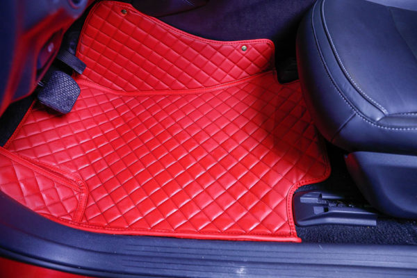 Red with Red Stitching Luxury Car Mat